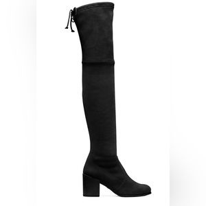 Stuart Weitzman OTK Tieland Suede Boot Black Size 6